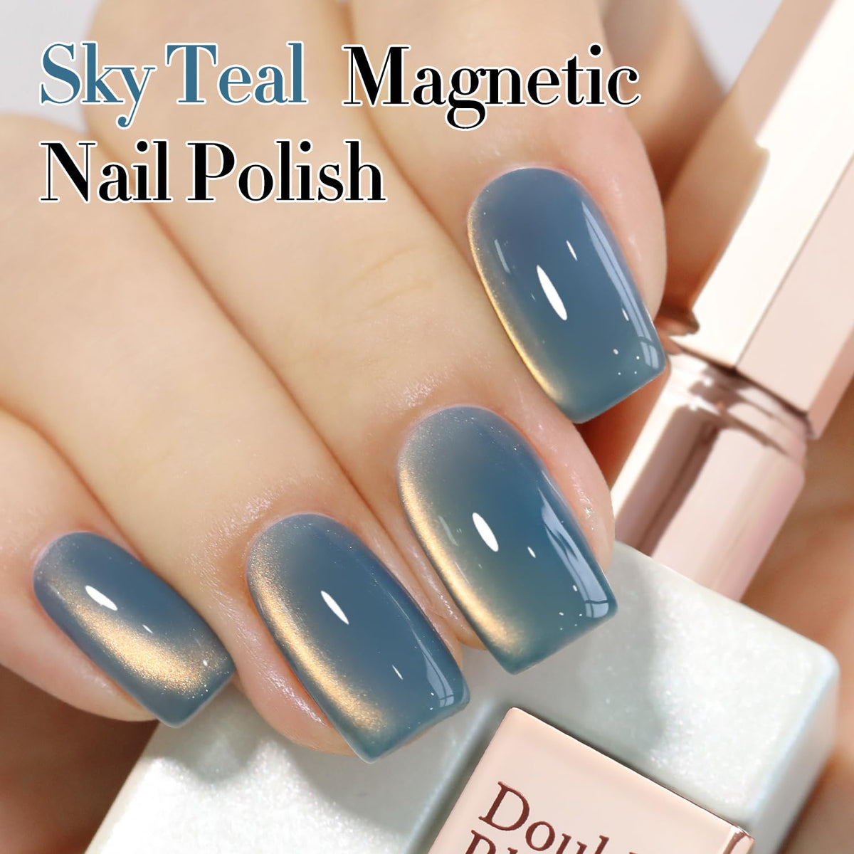 Double Rhythm Cat Eye Gel Nail Polish 15ml Sky Teal bottle with cap
