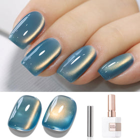 Double Rhythm Cat Eye Gel Nail Polish 15ml Sky Teal front view