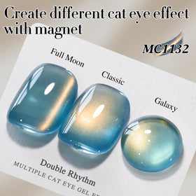 Double Rhythm Cat Eye Gel Nail Polish 15ml Sky Teal with base coat