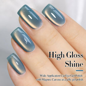 Double Rhythm Cat Eye Gel Nail Polish 15ml Sky Teal with holographic effect