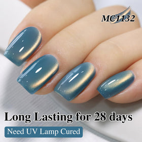 Double Rhythm Cat Eye Gel Nail Polish 15ml Sky Teal with nail art tools