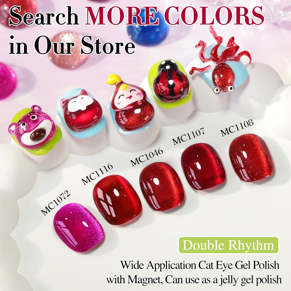 Double Rhythm Cat Eye Gel Nail Polish 15ml with nail art tools