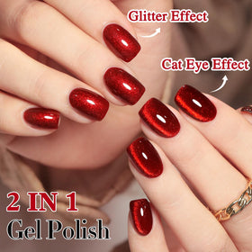 Double Rhythm Cat Eye Gel Nail Polish Blood Red bottle side view