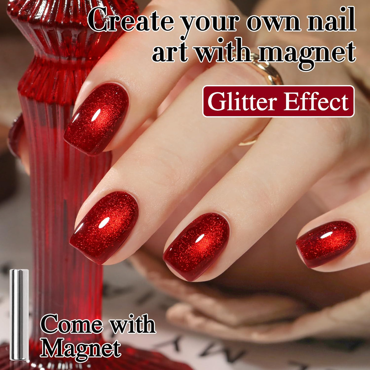 Double Rhythm Cat Eye Gel Nail Polish Blood Red in packaging
