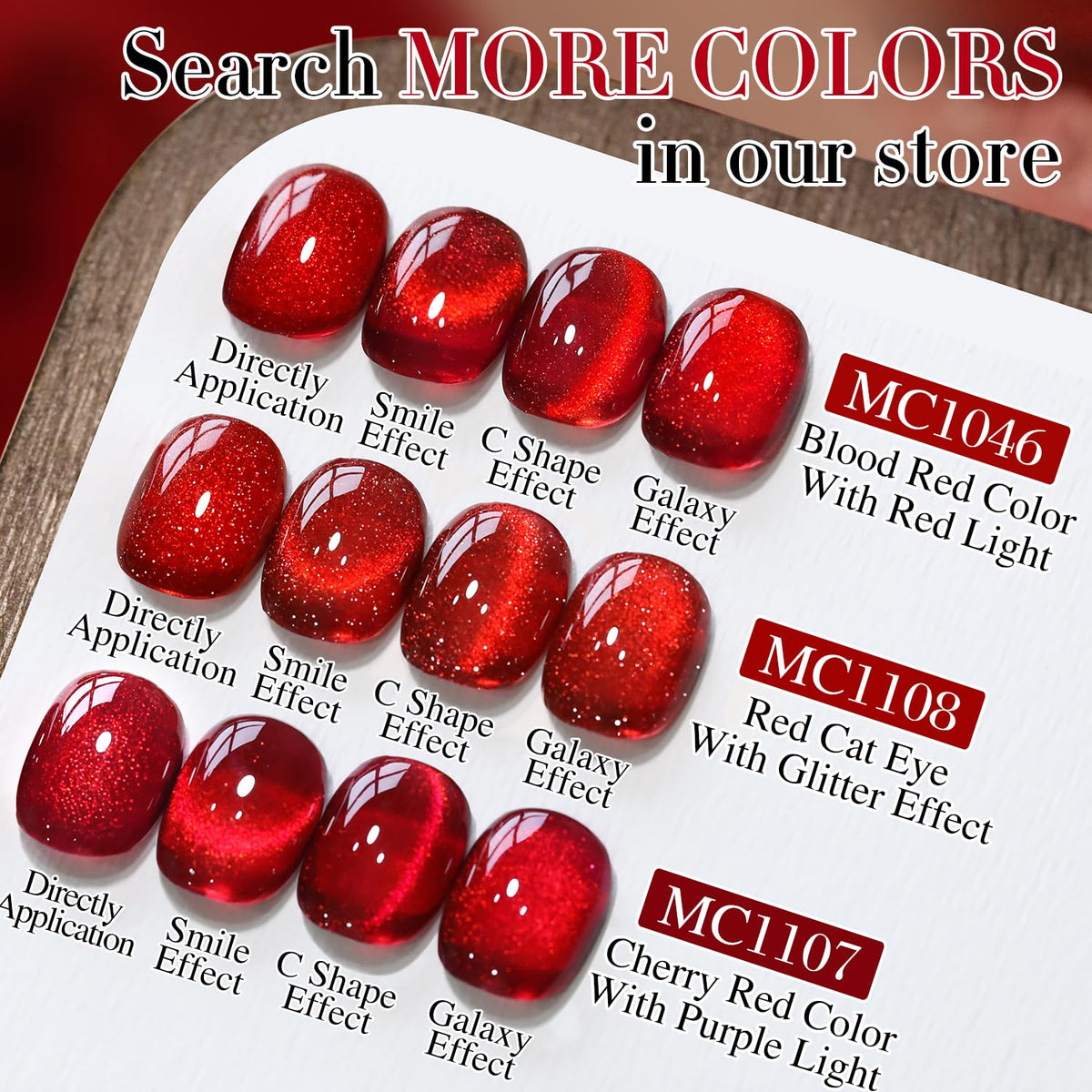 Double Rhythm Cat Eye Gel Nail Polish Blood Red with brush