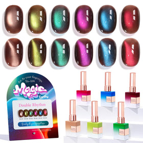 Double Rhythm Cat Eye Gel Nail Polish Set of 6 bottles in assorted colours