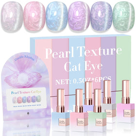 Double Rhythm Cat Eye Gel Nail Polish Set of 6 bottles in various colours
