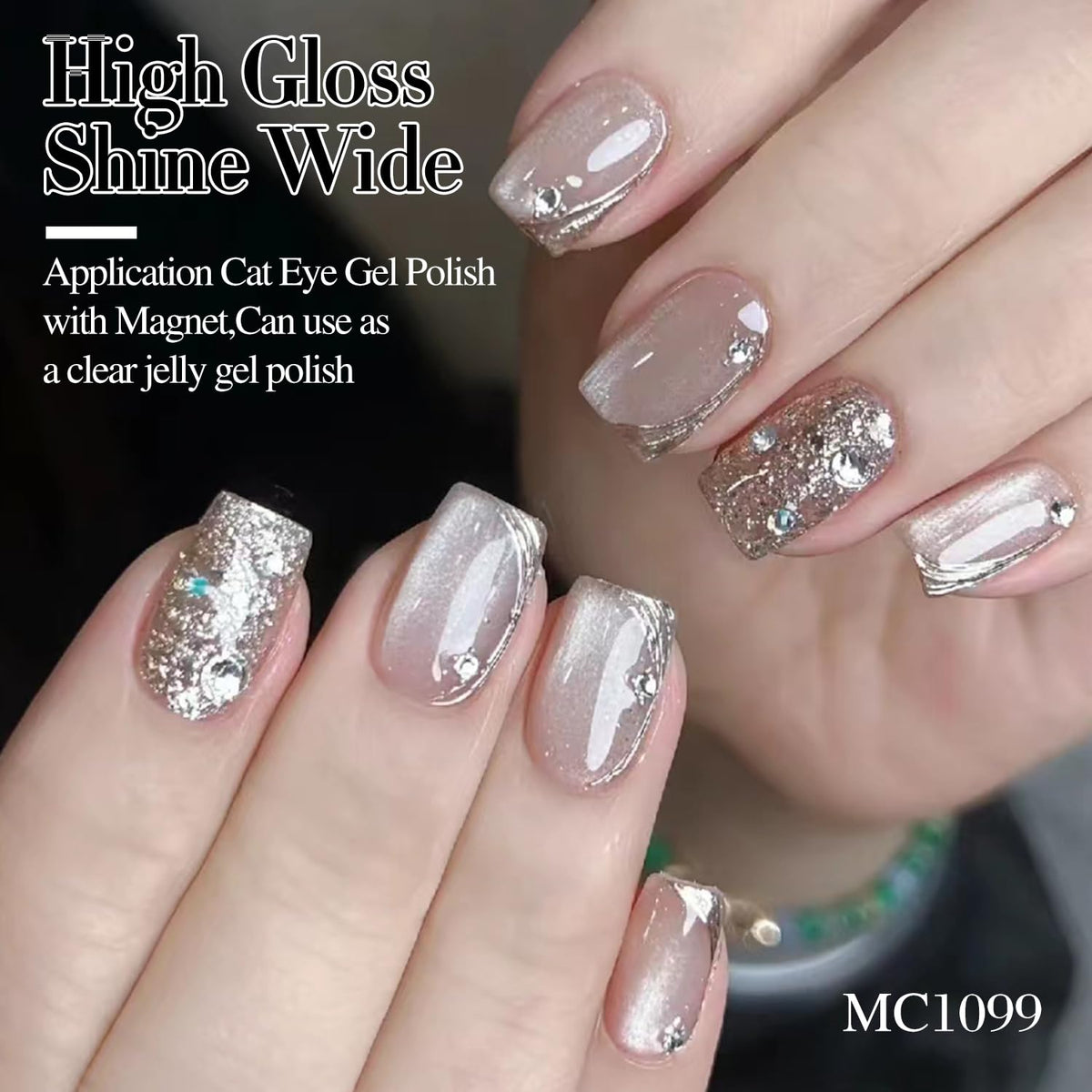 Double Rhythm Cat Eye Gel Polish 15ml application on nails