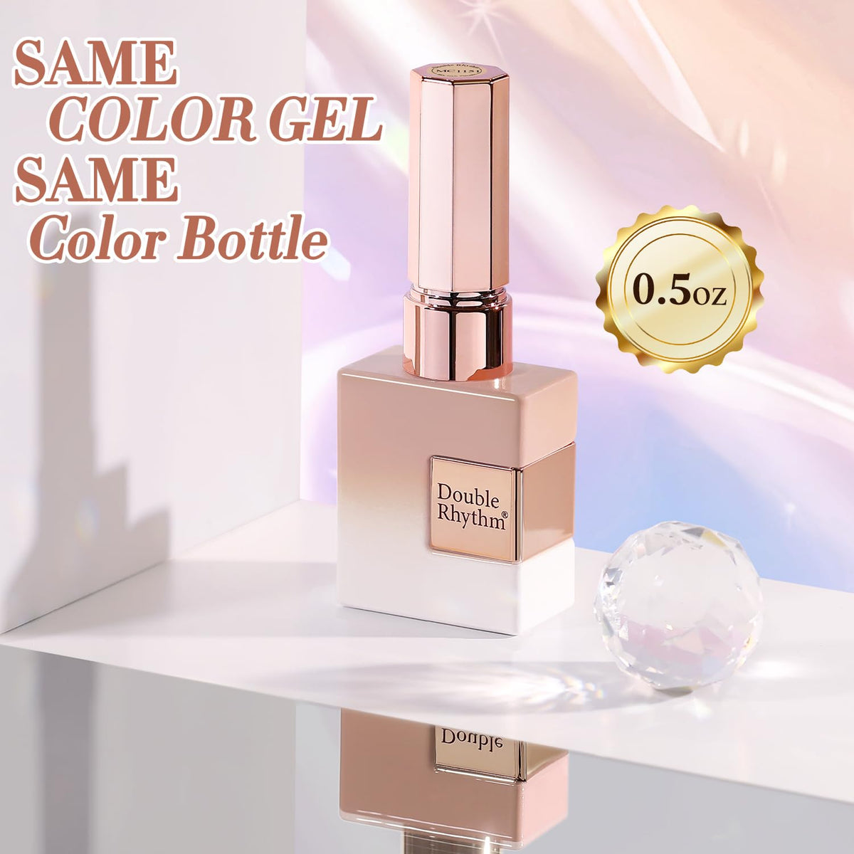 Double Rhythm Cat Eye Gel Polish 15ml Apricot Peach application on nails
