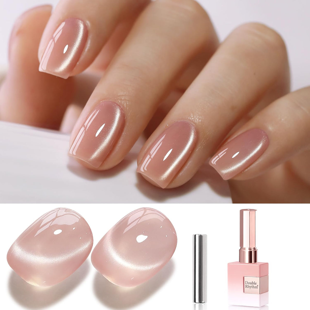 Double Rhythm Cat Eye Gel Polish 15ml Apricot Peach front view