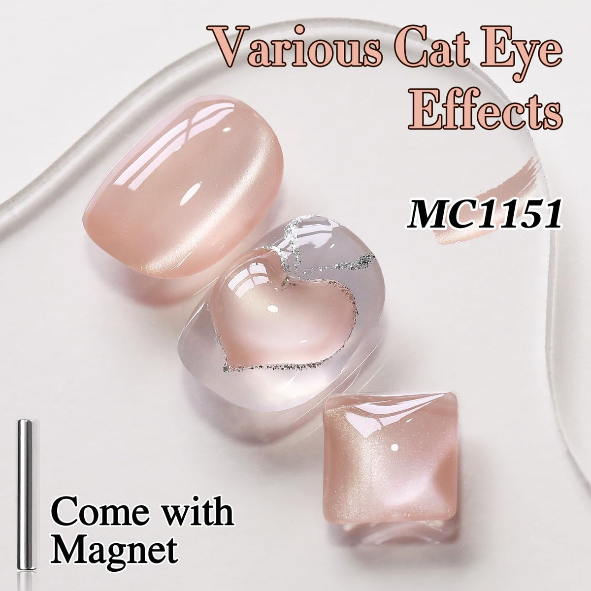 Double Rhythm Cat Eye Gel Polish 15ml Apricot Peach with holographic shimmer