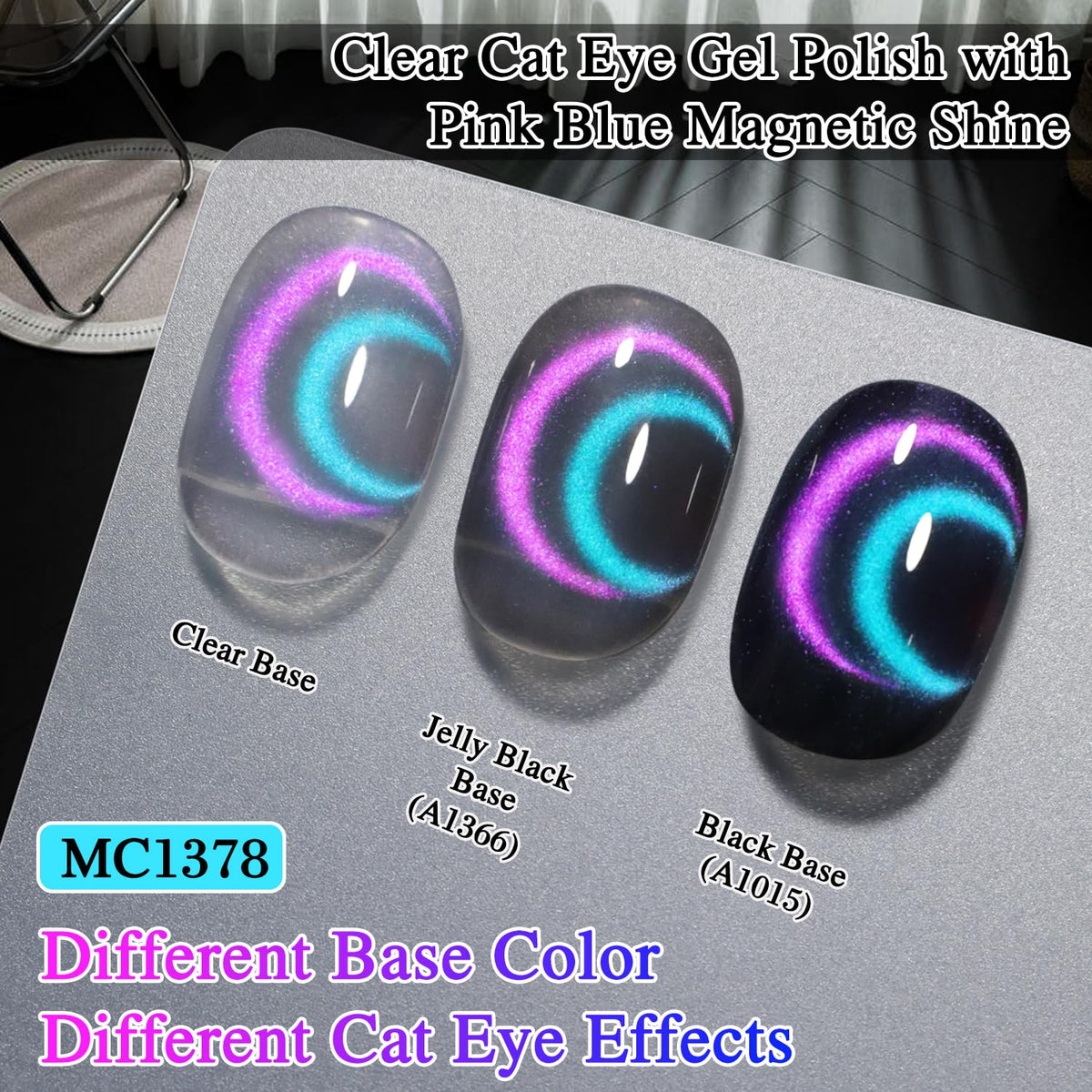 Double Rhythm Cat Eye Gel Polish 15ML Blue Purple with holographic shimmer