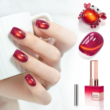 Double Rhythm Cat Eye Gel Polish 15ml Burgundy Golden front view