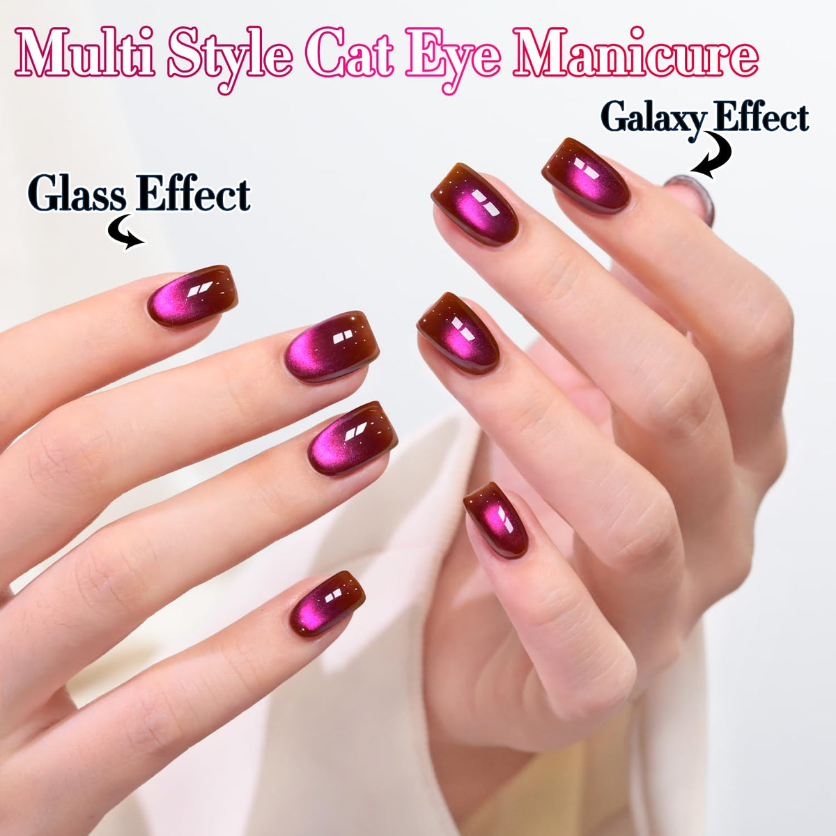 Double Rhythm Cat Eye Gel Polish 15ml Cherry Burgundy application process