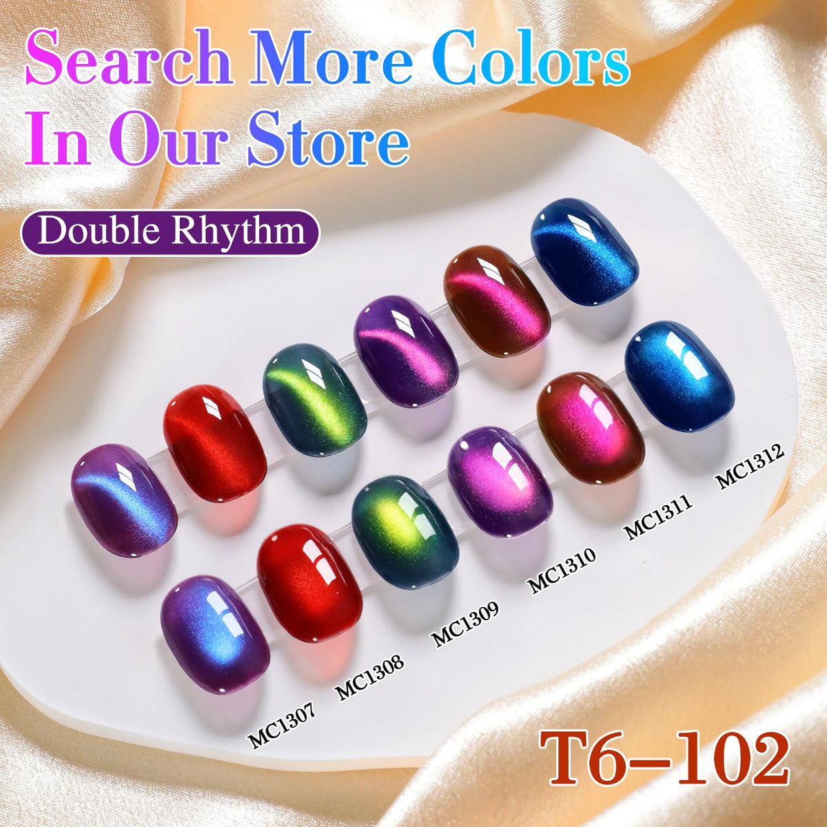 Double Rhythm Cat Eye Gel Polish 15ml Cherry Burgundy nail art example