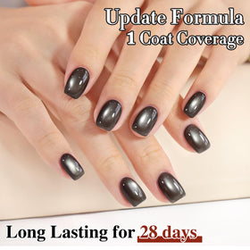 Double Rhythm Cat Eye Gel Polish 15ML Crystal Black swatch on nails
