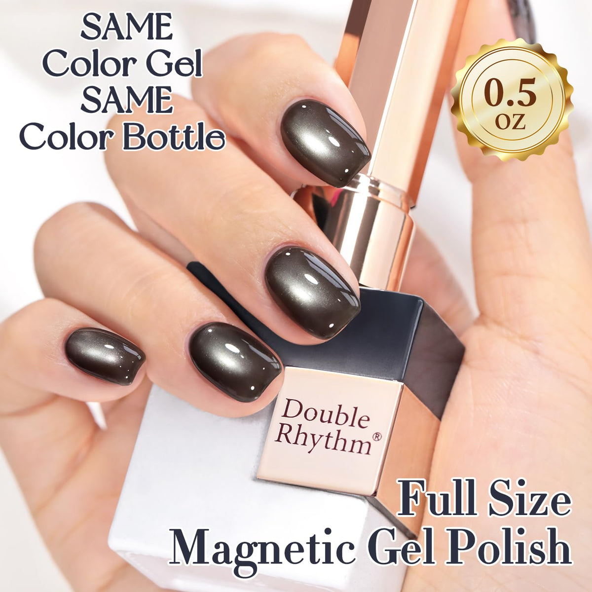 Double Rhythm Cat Eye Gel Polish 15ML Crystal Black with LED lamp