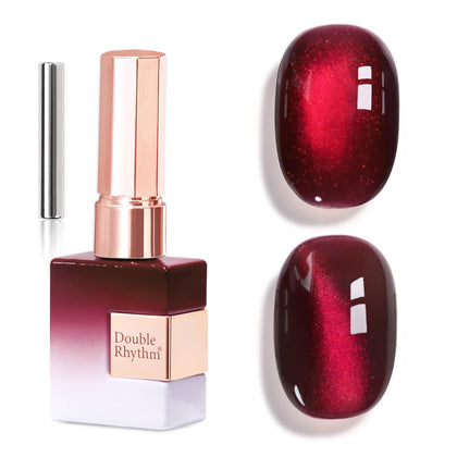 Double Rhythm Cat Eye Gel Polish 15ml Dark Burgundy bottle front view