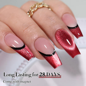 Double Rhythm Cat Eye Gel Polish 15ml dark red with various base colours