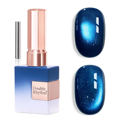 Double Rhythm Cat Eye Gel Polish 15ml Deep Navy Blue front view