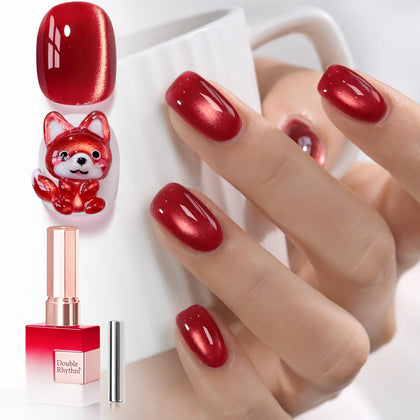 Double Rhythm Cat Eye Gel Polish 15ml Dreamy Cherry Red front view