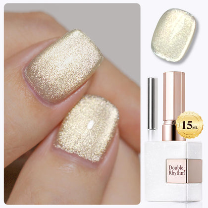 Double Rhythm Cat Eye Gel Polish 15ML front view with holographic glitter