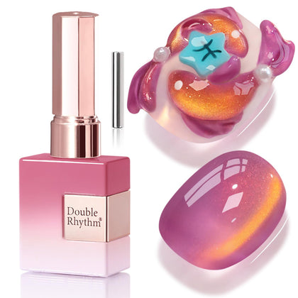 Double Rhythm Cat Eye Gel Polish 15ml front view with holographic glitter