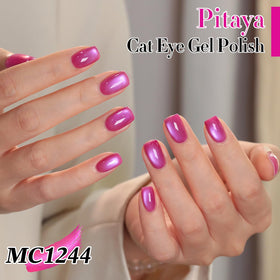 Double Rhythm Cat Eye Gel Polish 15ml Glass Purple applied on nails