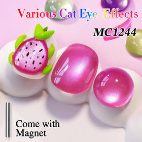 Double Rhythm Cat Eye Gel Polish 15ml Glass Purple bottle with holographic glitter