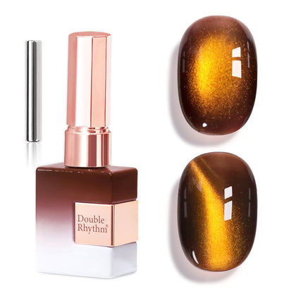 Double Rhythm Cat Eye Gel Polish 15ml Golden Brown front view