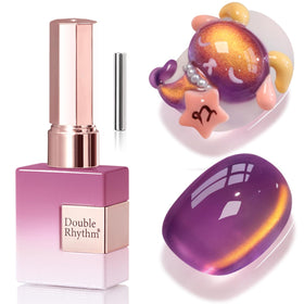 Double Rhythm Cat Eye Gel Polish 15ML golden purple front view