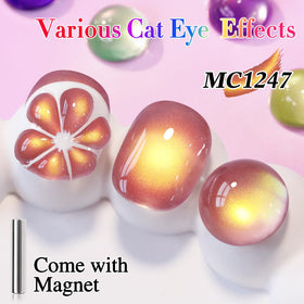 Double Rhythm Cat Eye Gel Polish 15ml Grape Gold application on nails
