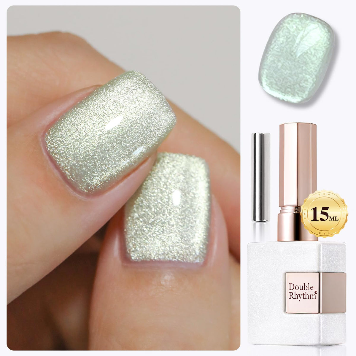 Double Rhythm Cat Eye Gel Polish 15ML green bottle front view