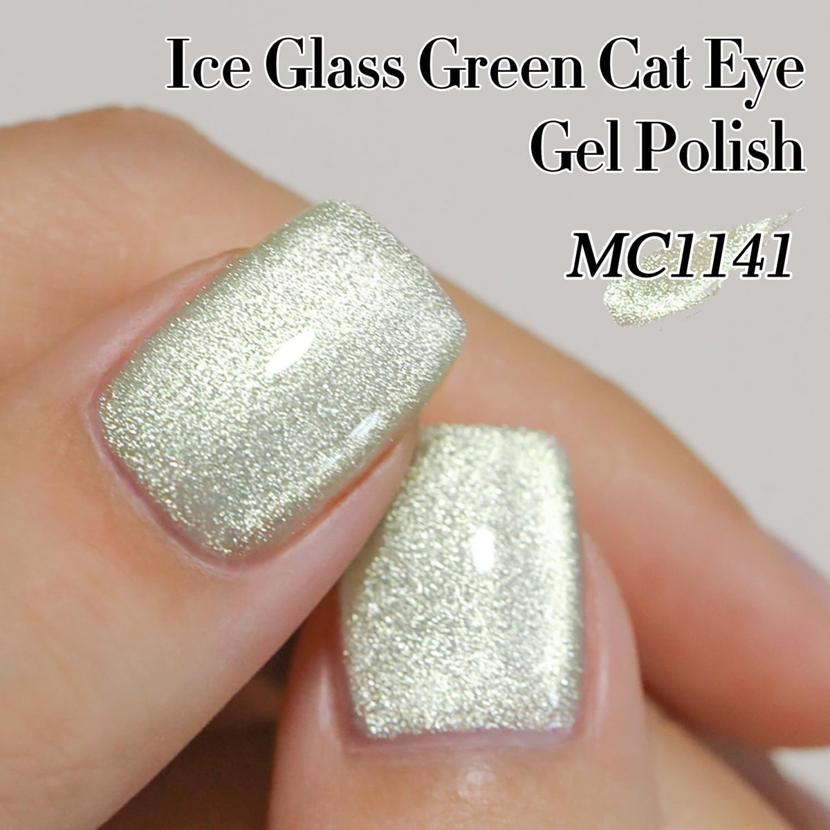 Double Rhythm Cat Eye Gel Polish 15ML green bottle with glitter effect