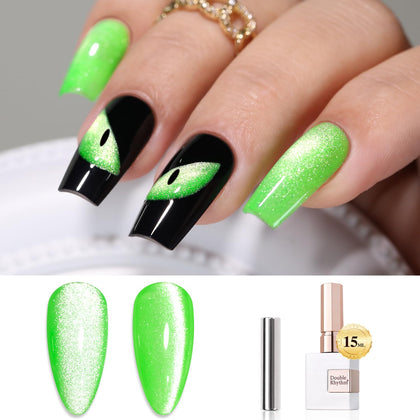 Double Rhythm Cat Eye Gel Polish 15ML Green-MC1068 front view