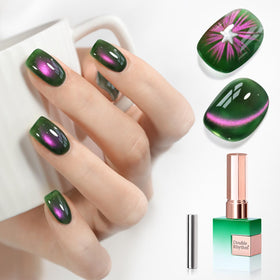 Double Rhythm Cat Eye Gel Polish 15ml green pink front view