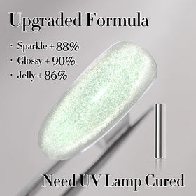 Double Rhythm Cat Eye Gel Polish 15ML green polish application on nails