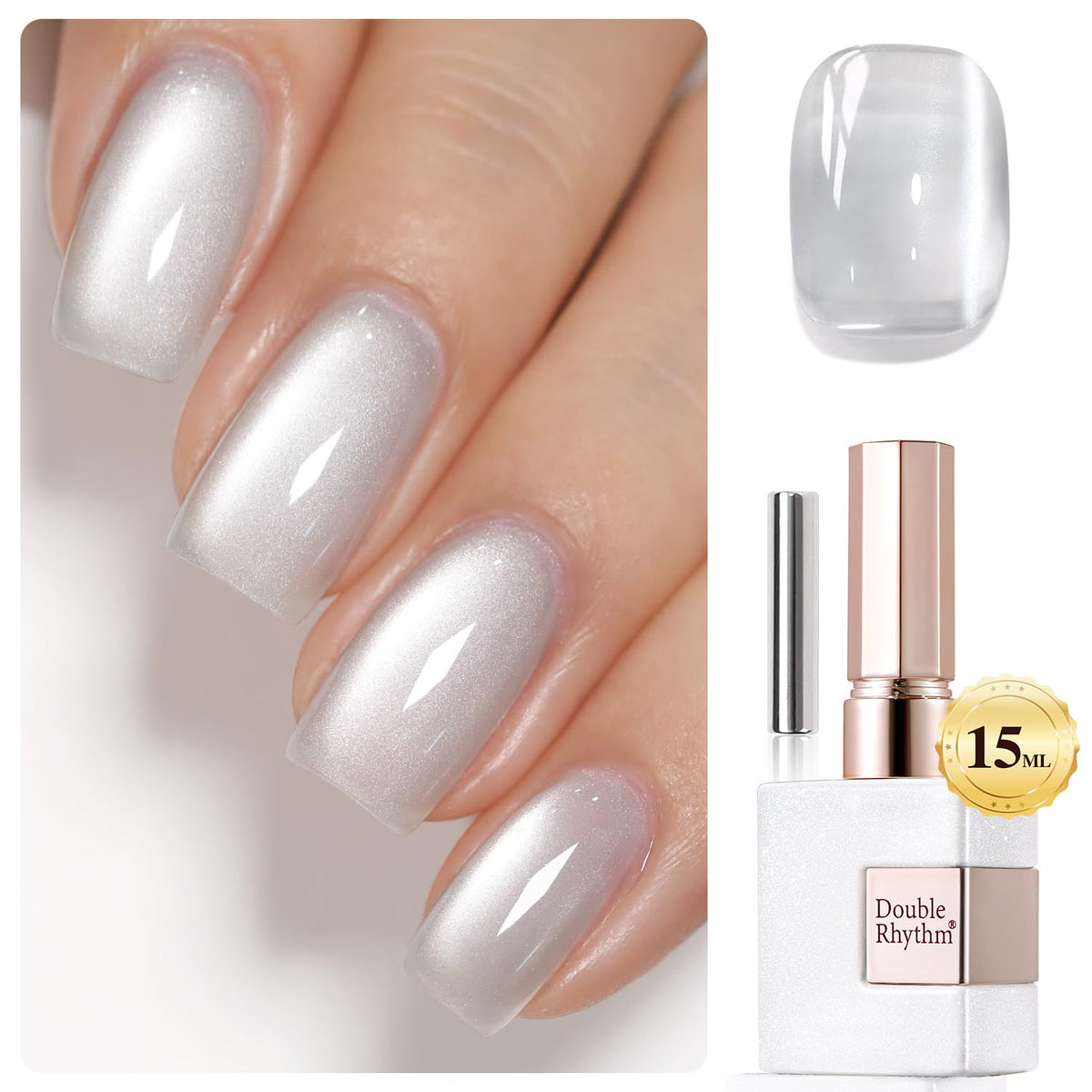 Double Rhythm Cat Eye Gel Polish 15ml holographic glitter front view