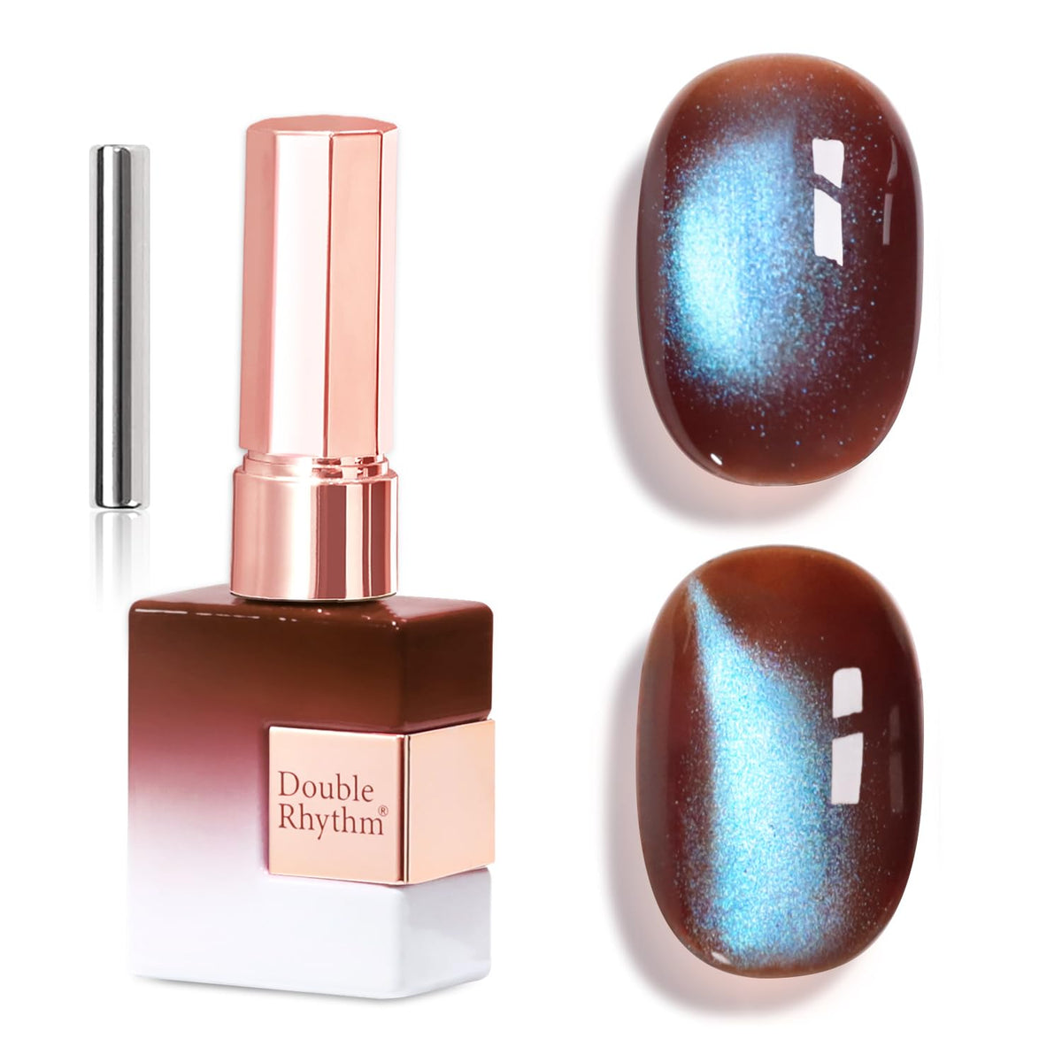 Double Rhythm Cat Eye Gel Polish 15ml holographic glitter front view