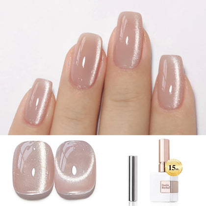 Double Rhythm Cat Eye Gel Polish 15ml in nude colour front view