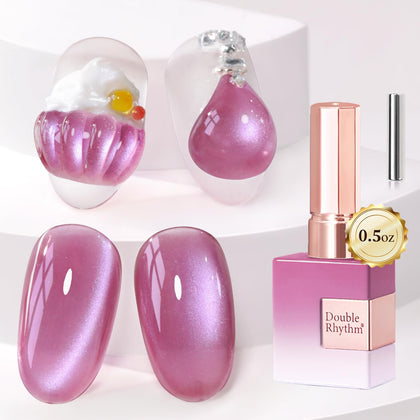 Double Rhythm Cat Eye Gel Polish 15ML in purple pink shade