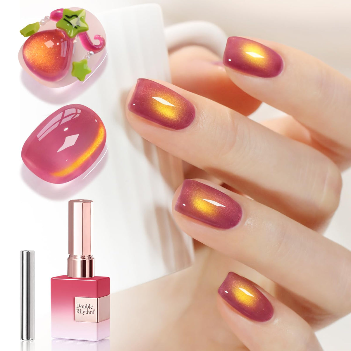 Double Rhythm Cat Eye Gel Polish 15ml in Sunny Red Purple