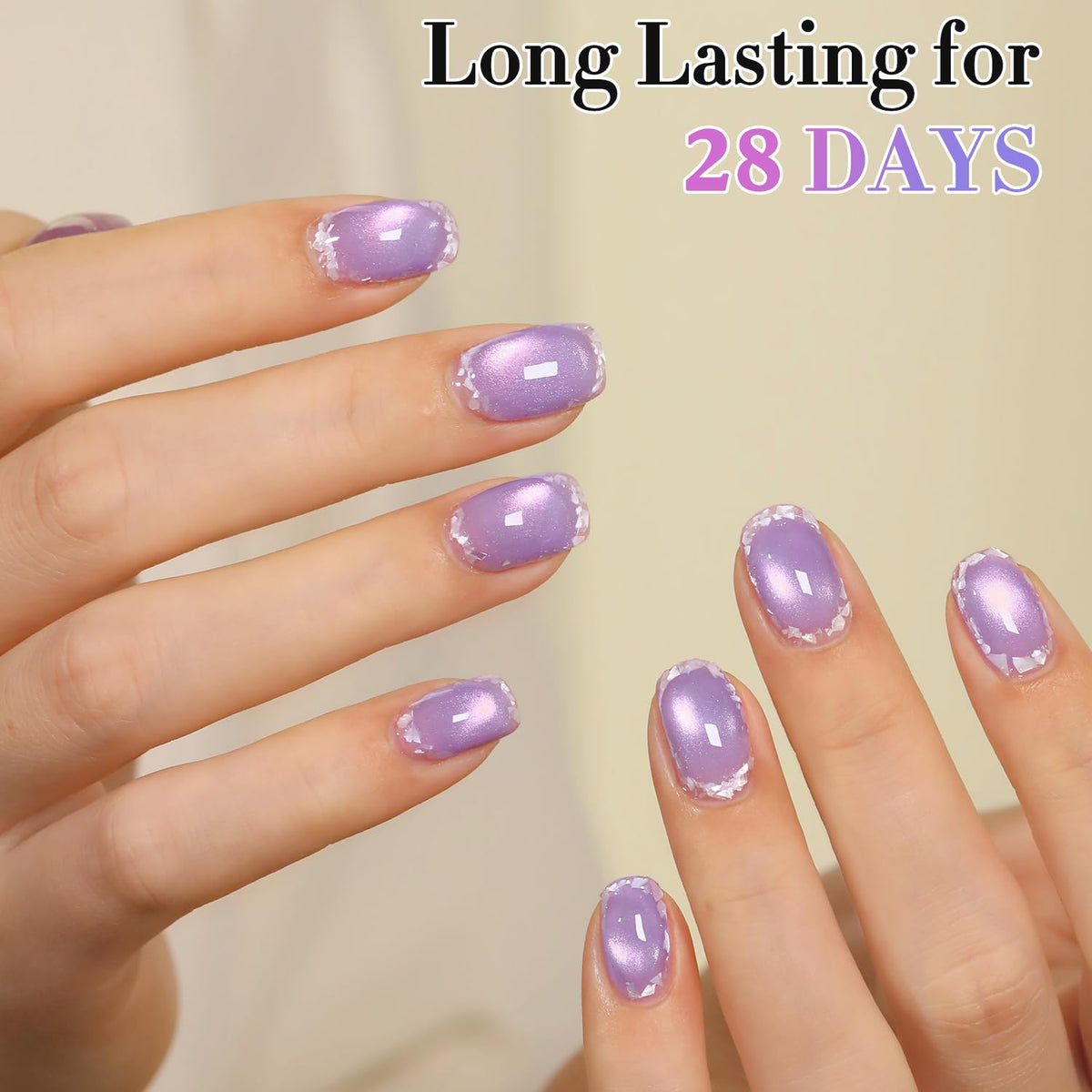Double Rhythm Cat Eye Gel Polish 15ml Lavender with holographic shimmer