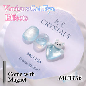 Double Rhythm Cat Eye Gel Polish 15ml Light Blue bottle with holographic glitter