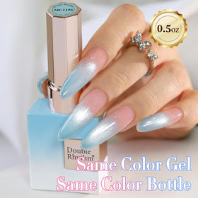 Double Rhythm Cat Eye Gel Polish 15ml Light Blue with UV lamp