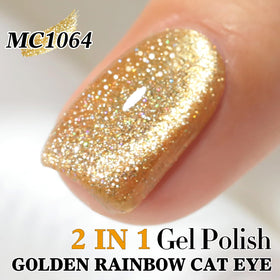 Double Rhythm Cat Eye Gel Polish 15ml Light Gold bottle close-up