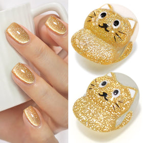 Double Rhythm Cat Eye Gel Polish 15ml Light Gold front view