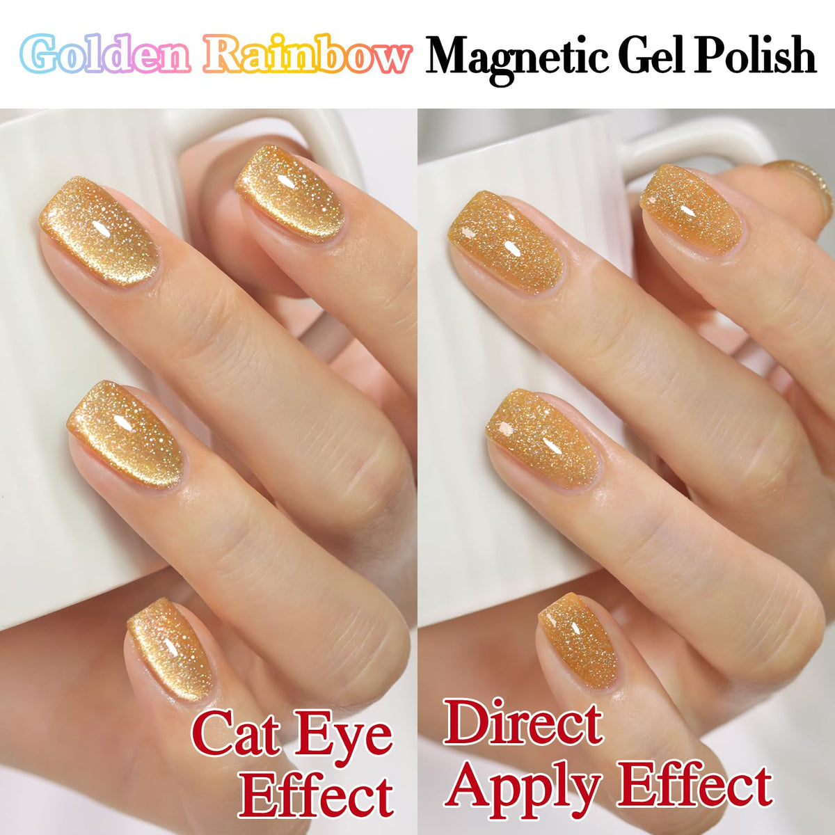 Double Rhythm Cat Eye Gel Polish 15ml Light Gold in packaging