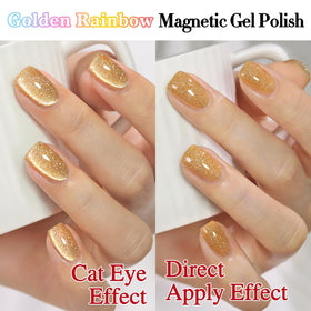Double Rhythm Cat Eye Gel Polish 15ml Light Gold in packaging