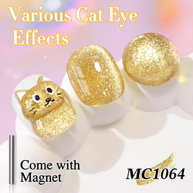Double Rhythm Cat Eye Gel Polish 15ml Light Gold on nails